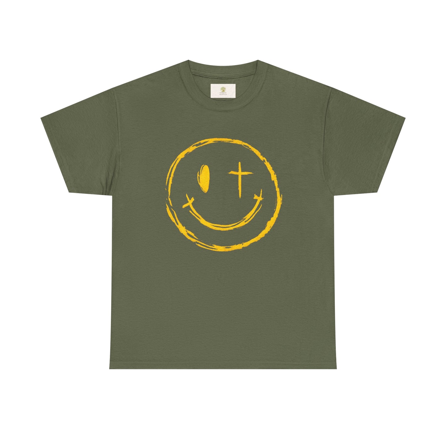 Christian T-Shirt — Yellow ‘Jesus Saves’ Halo Smiley Tee