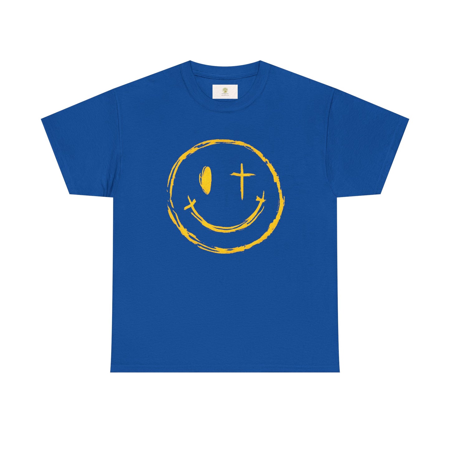 Christian T-Shirt — Yellow ‘Jesus Saves’ Halo Smiley Tee