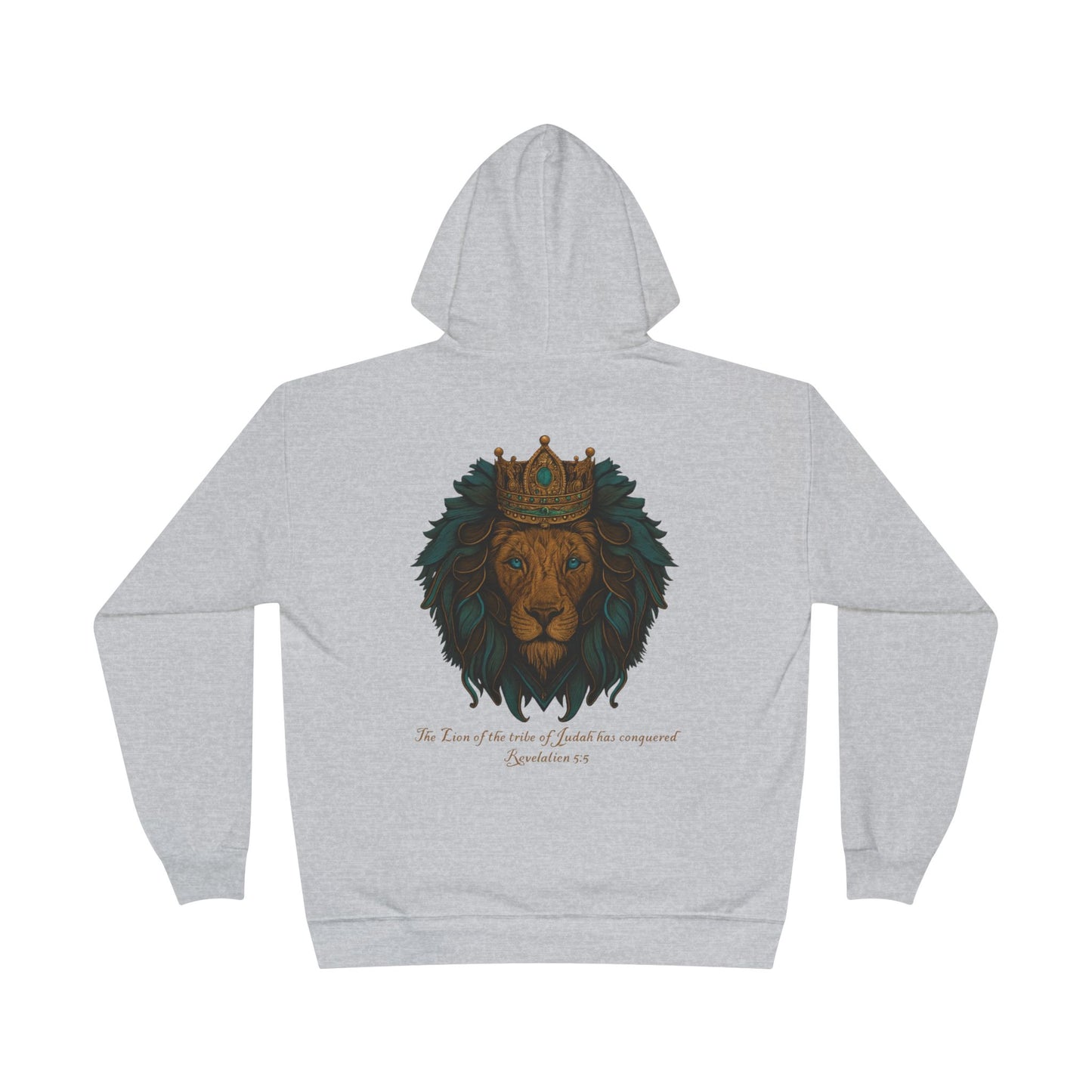 Lion of Judah Christian Hooded Sweatshirt – Unisex Faith Hoodie with Cross & Revelation 5:5 Design