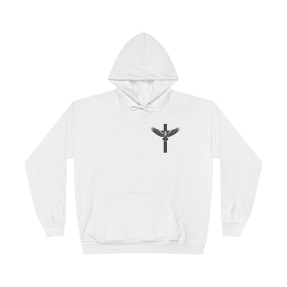 Men’s Christian Hoodie – Under His Wings Psalm 91:4 Faith Pullover with Cross & Eagle Back Design