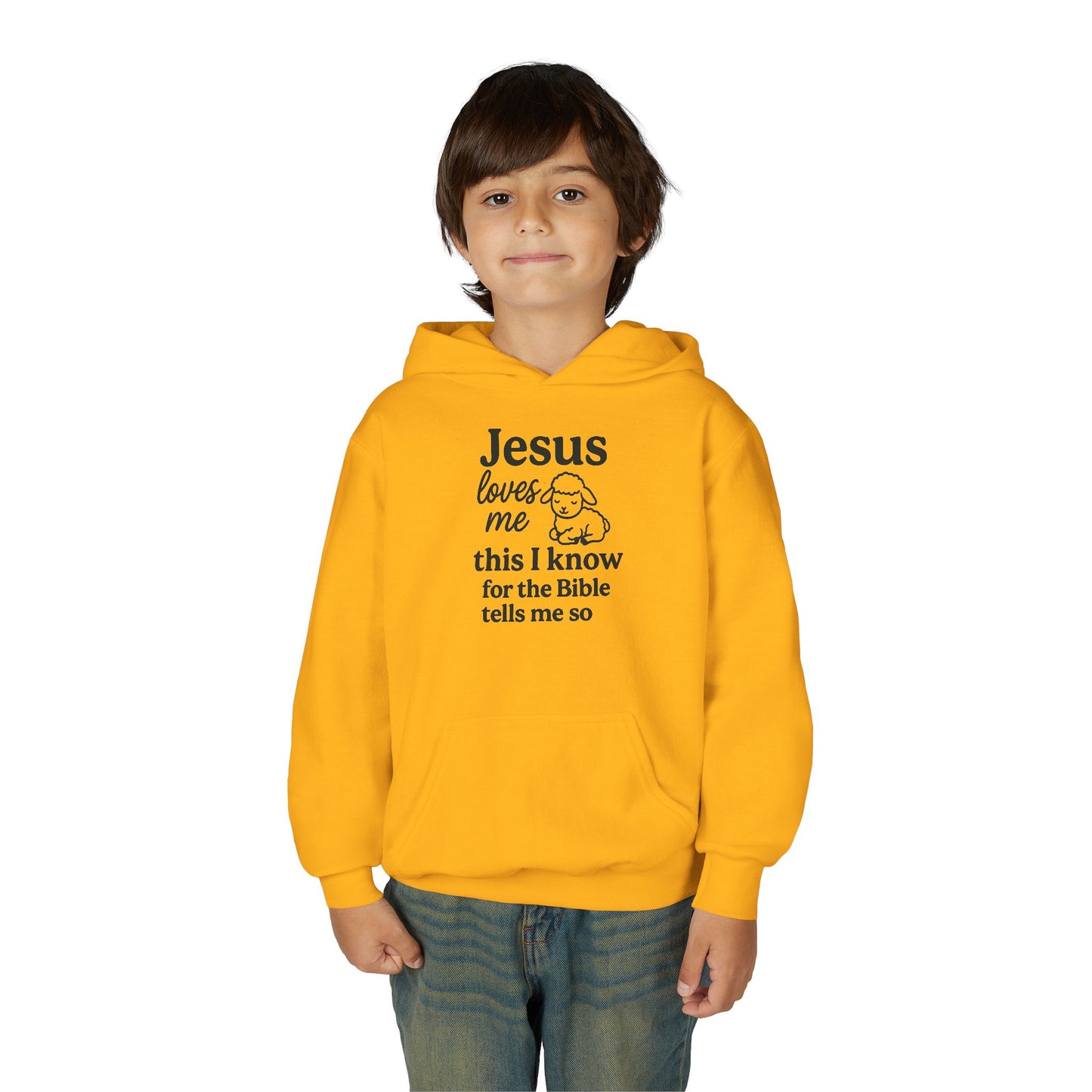 Jesus Loves Me Youth Hoodie - Faith Inspired Sweatshirt for Kids, Christian Gift, Religious Apparel, Cute Hoodie, Bible Verse Clothing