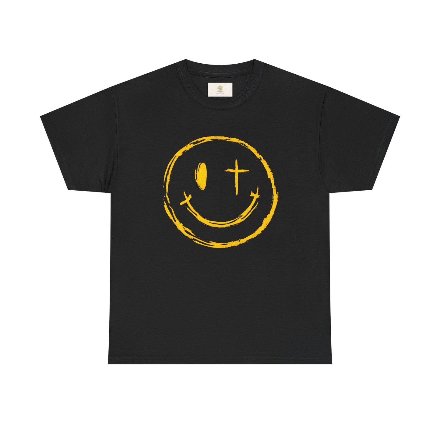 Christian T-Shirt — Yellow ‘Jesus Saves’ Halo Smiley Tee