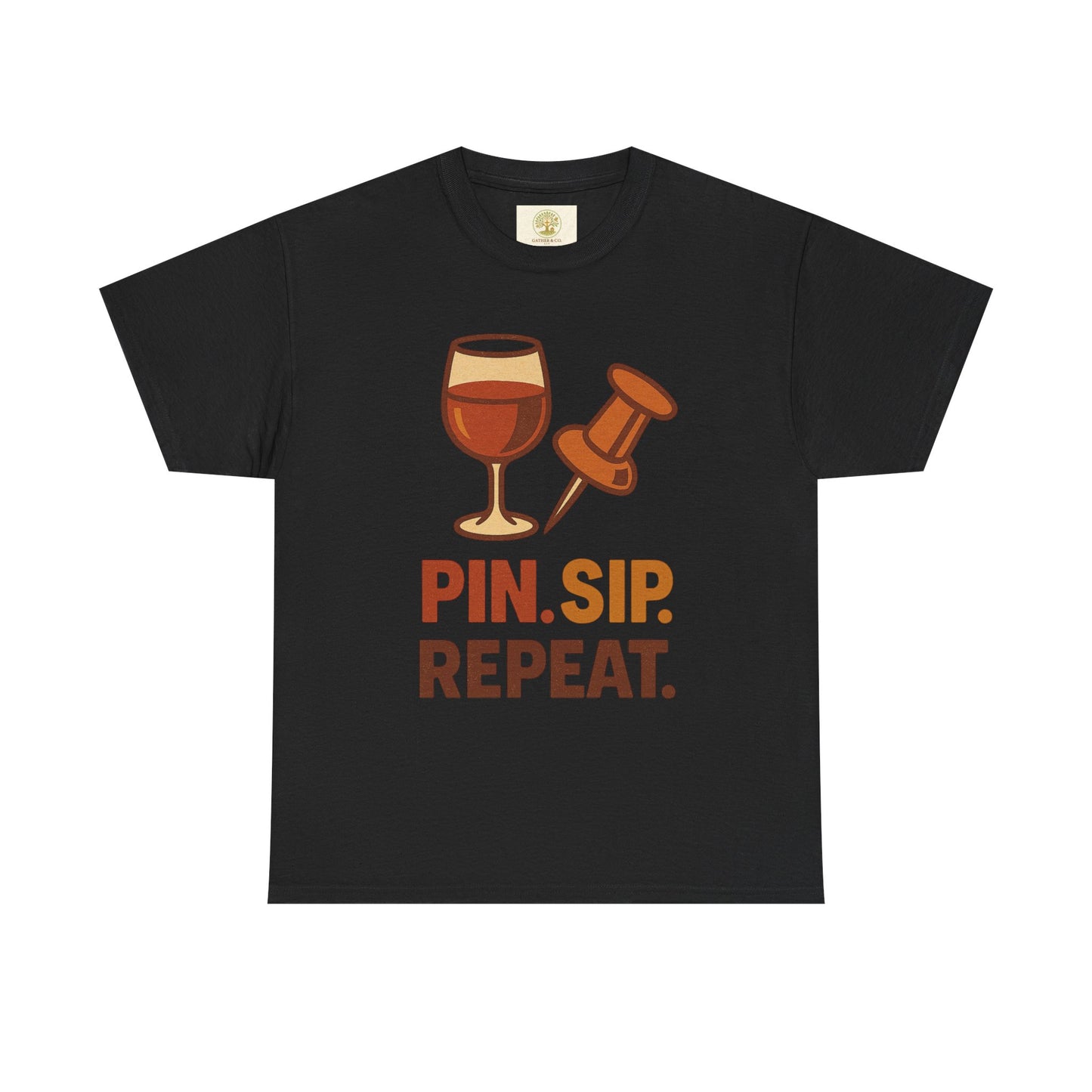 Wine Lover T‑Shirt — "Pin. Sip. Repeat." Wine Graphic Tee
