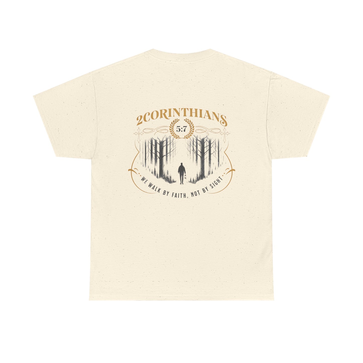 2 Corinthians 5:7 Christian Tee — "Walk by Faith, Not by Sight"