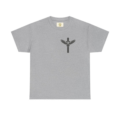 Men’s Christian T-Shirt – Under His Wings Psalm 91:4 | Eagle & Cross Faith Shirt by Gather & Co. LLC