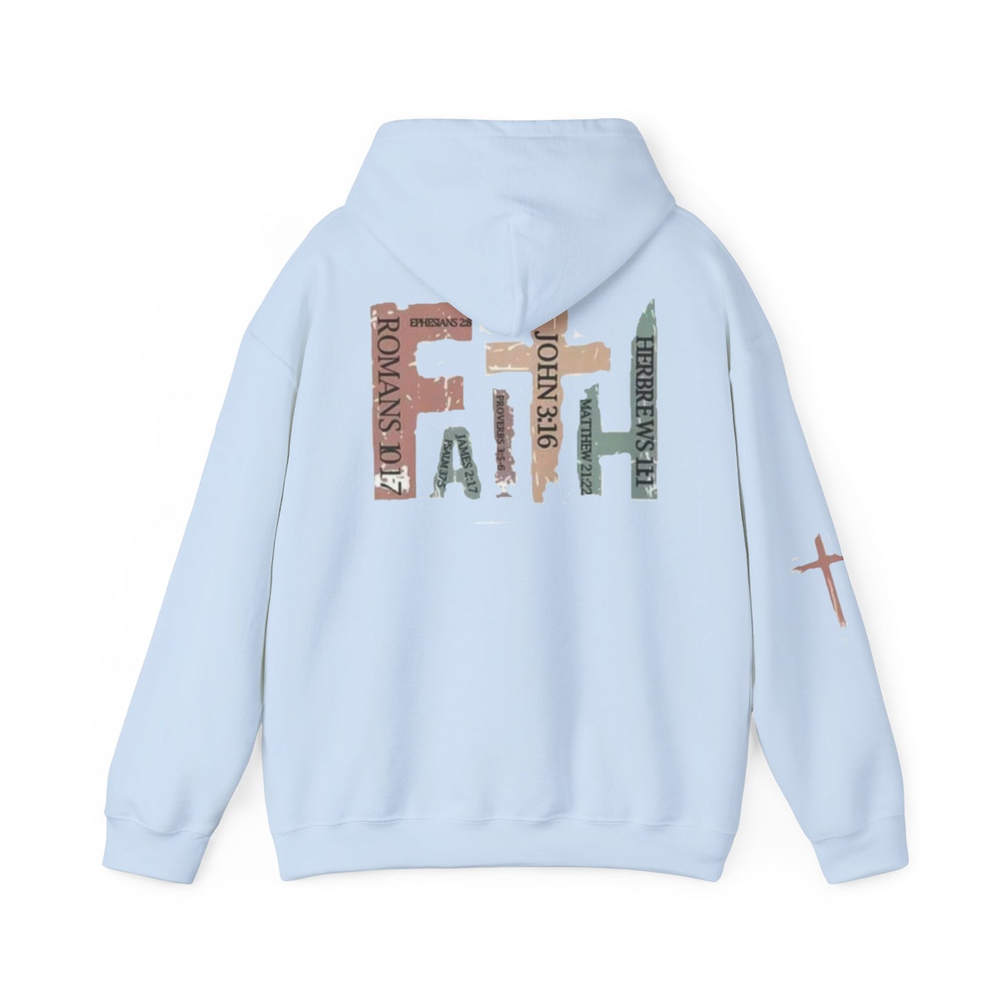 FAITH Christian Hoodie – Cross + Scripture Design | Gather & Co. LLC