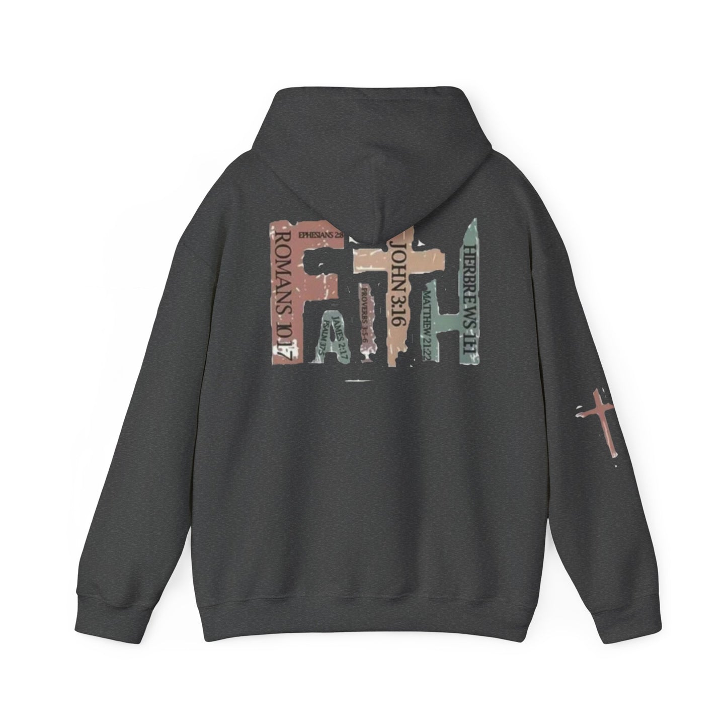 FAITH Christian Hoodie – Cross + Scripture Design | Gather & Co. LLC