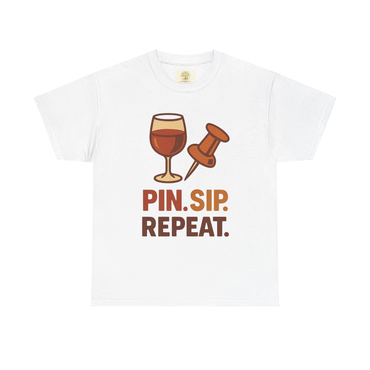 Wine Lover T‑Shirt — "Pin. Sip. Repeat." Wine Graphic Tee
