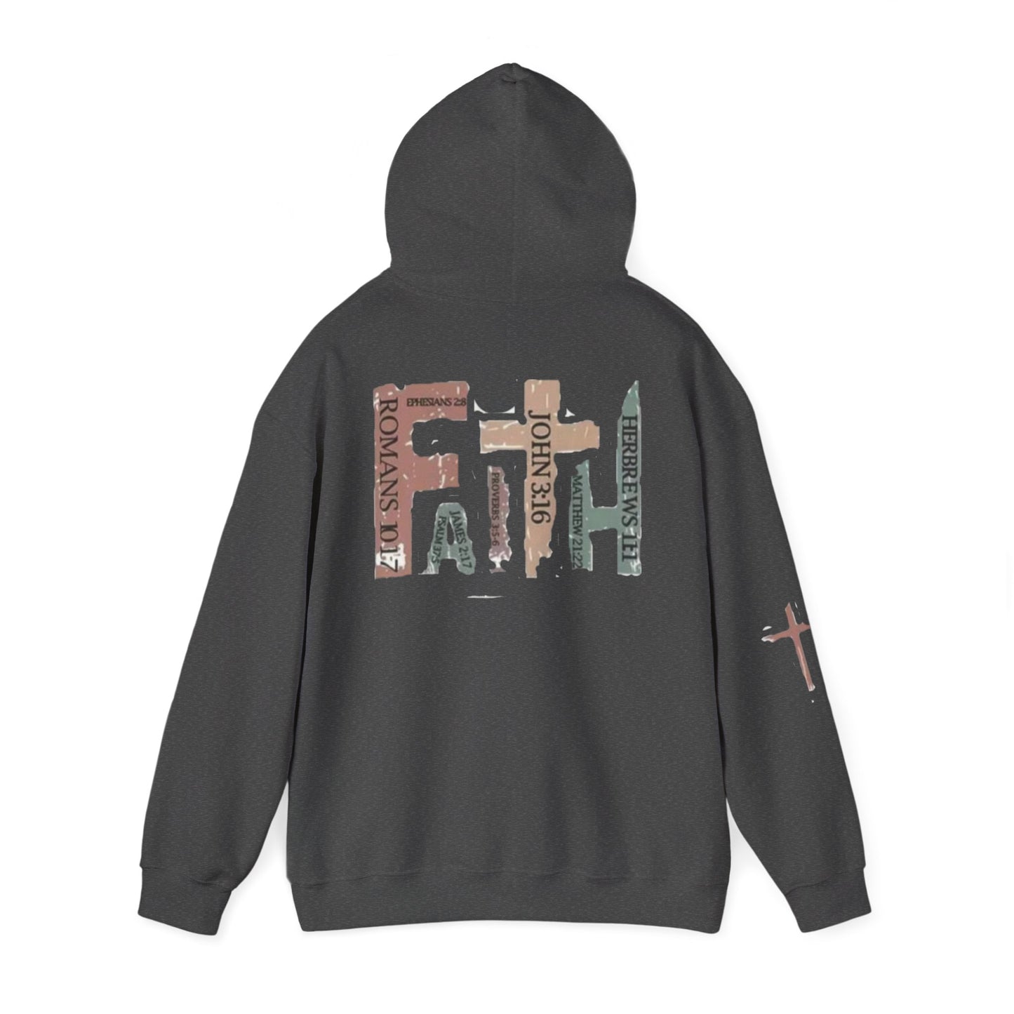 FAITH Christian Hoodie – Cross + Scripture Design | Gather & Co. LLC