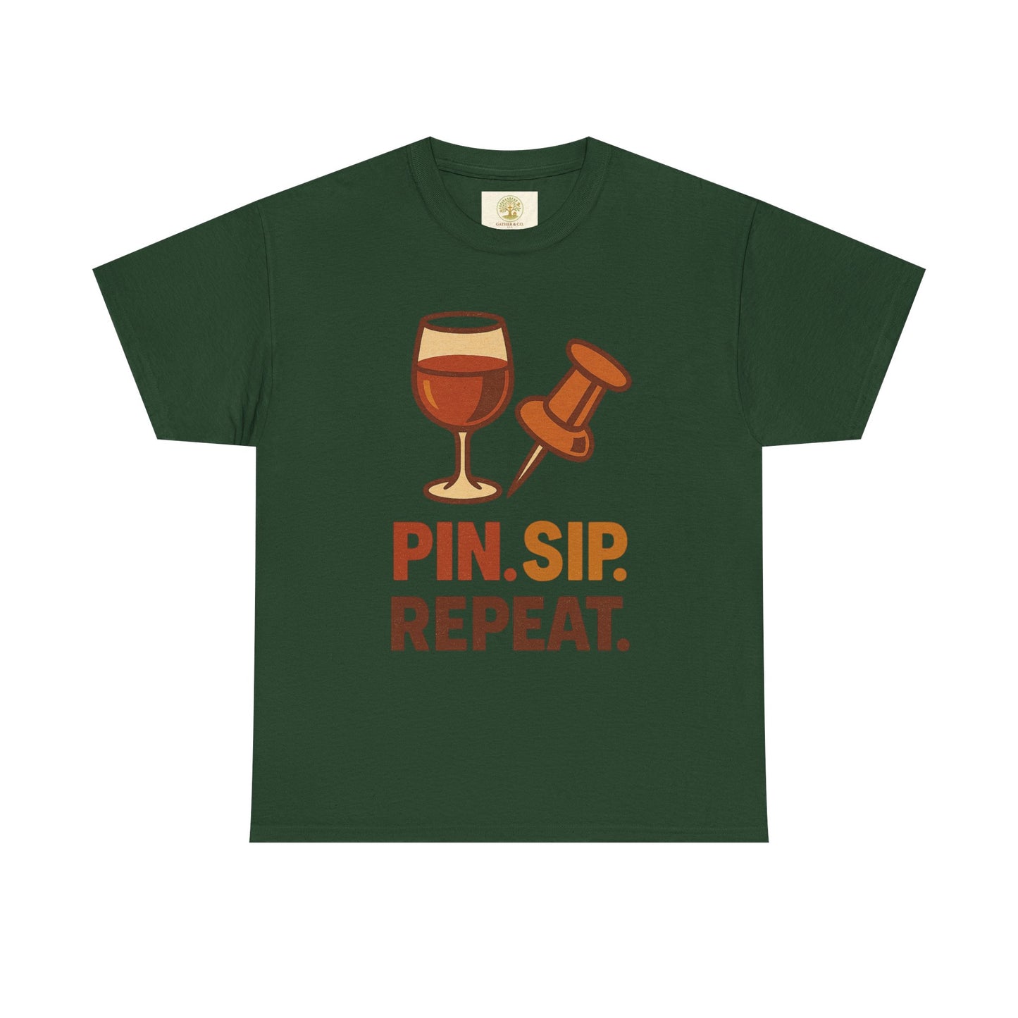 Wine Lover T‑Shirt — "Pin. Sip. Repeat." Wine Graphic Tee