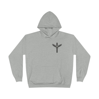 Men’s Christian Hoodie – Under His Wings Psalm 91:4 Faith Pullover with Cross & Eagle Back Design