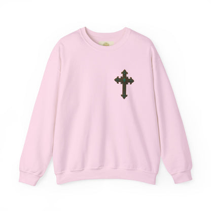 Lion of Judah Christian Crew Neck Sweatshirt – Unisex Faith Sweatshirt with Cross & Revelation 5:5 Back Design