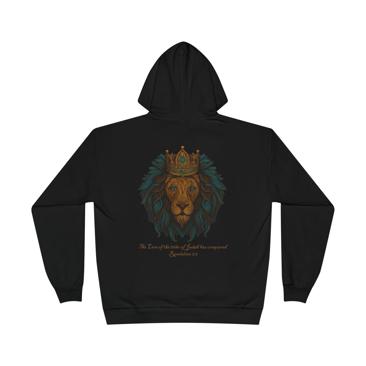 Lion of Judah Christian Hooded Sweatshirt – Unisex Faith Hoodie with Cross & Revelation 5:5 Design