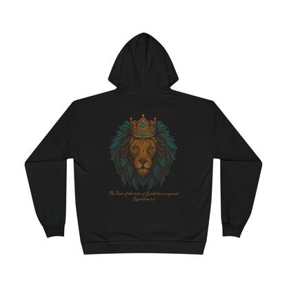 Lion of Judah Christian Hooded Sweatshirt – Unisex Faith Hoodie with Cross & Revelation 5:5 Design