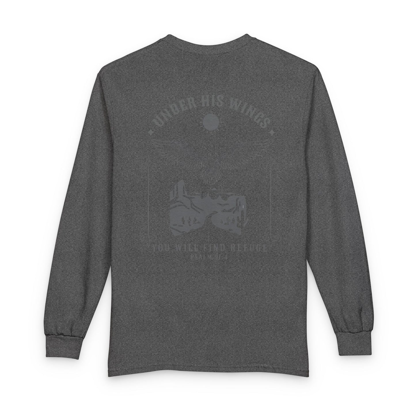 Under His Wings Long-Sleeve Christian T-Shirt for Men & Women – Psalm 91:4 Faith Shirt | Gather & Co. LLC