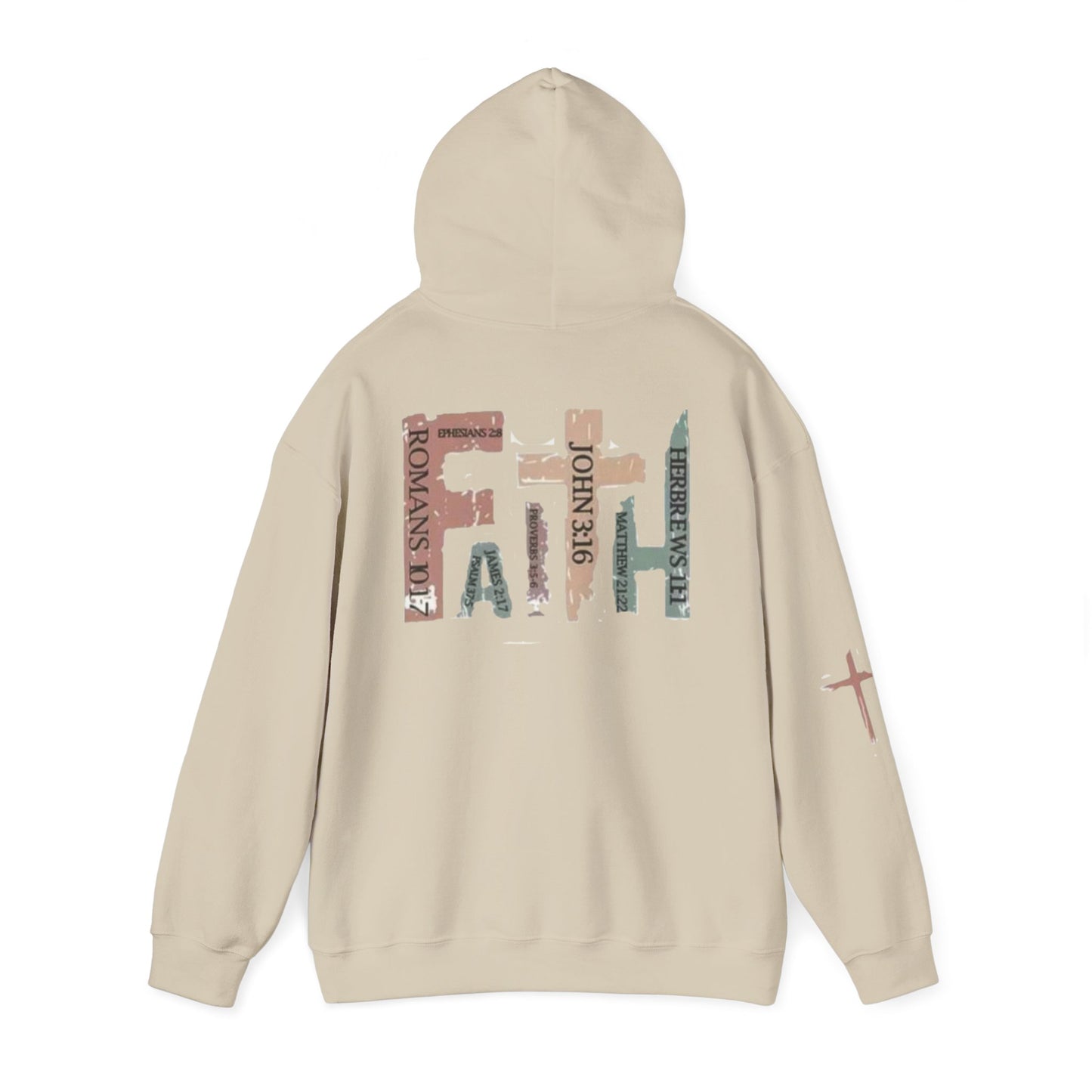 FAITH Christian Hoodie – Cross + Scripture Design | Gather & Co. LLC