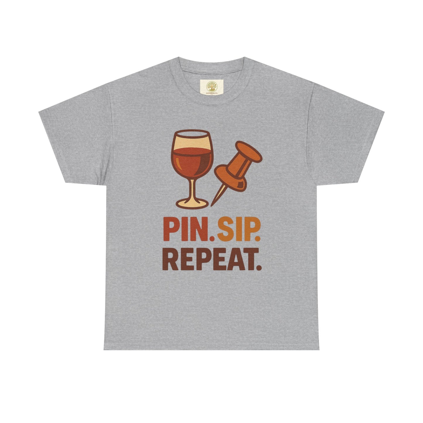 Wine Lover T‑Shirt — "Pin. Sip. Repeat." Wine Graphic Tee