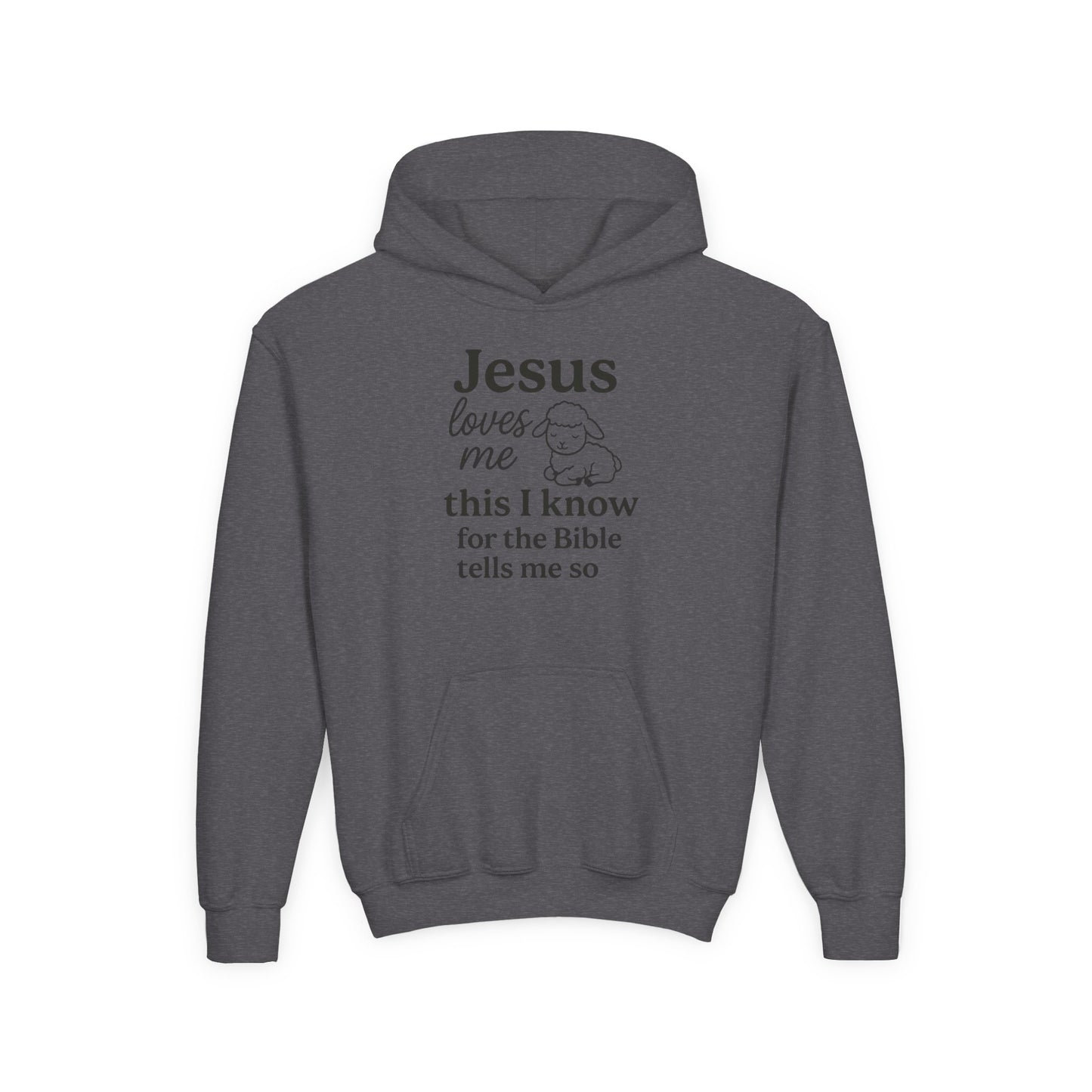 Jesus Loves Me Youth Hoodie - Faith Inspired Sweatshirt for Kids, Christian Gift, Religious Apparel, Cute Hoodie, Bible Verse Clothing