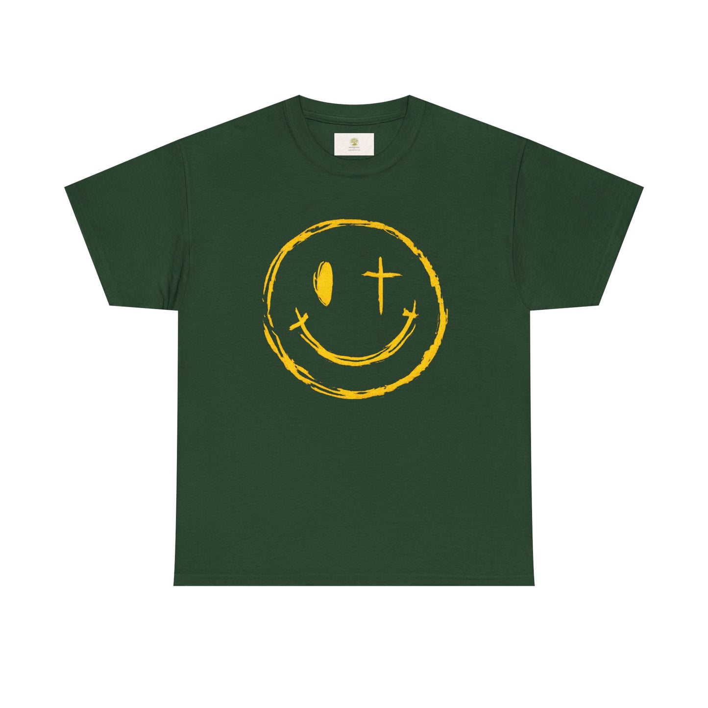 Christian T-Shirt — Yellow ‘Jesus Saves’ Halo Smiley Tee