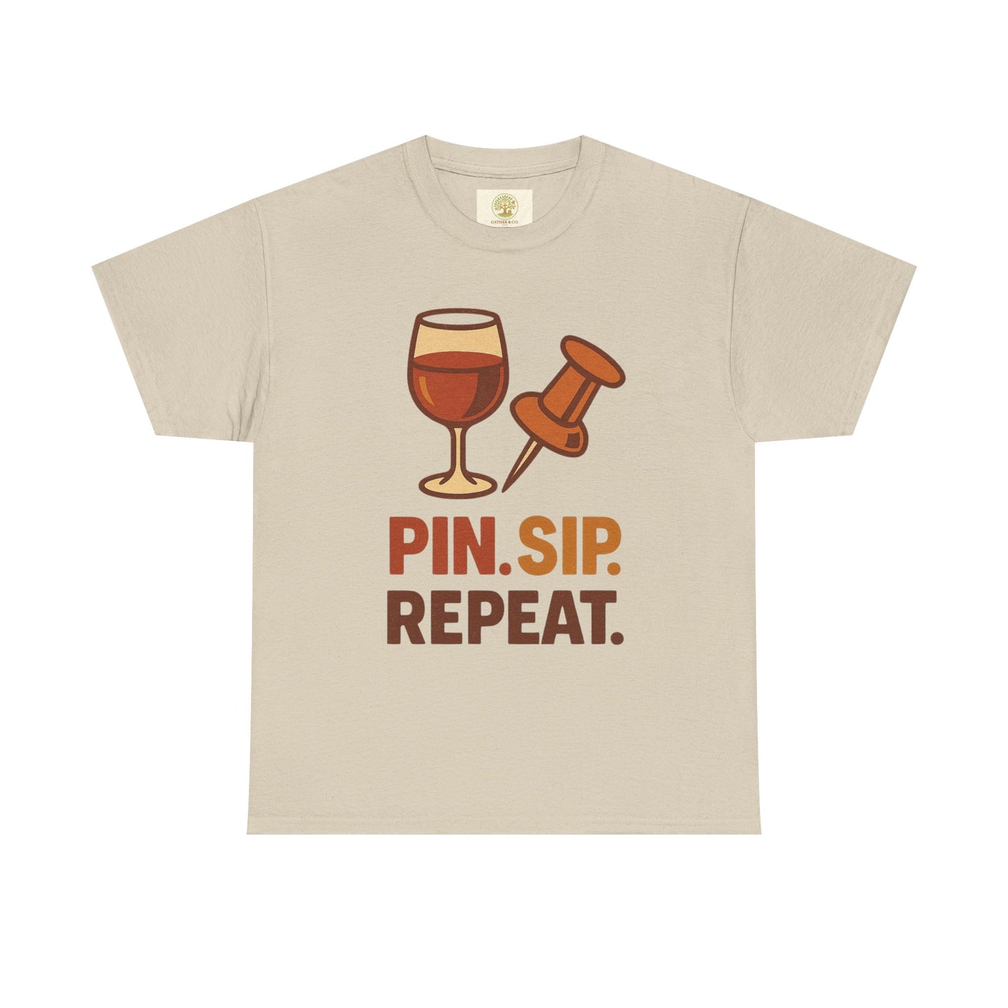 Wine Lover T‑Shirt — "Pin. Sip. Repeat." Wine Graphic Tee