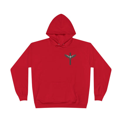 Men’s Christian Hoodie – Under His Wings Psalm 91:4 Faith Pullover with Cross & Eagle Back Design