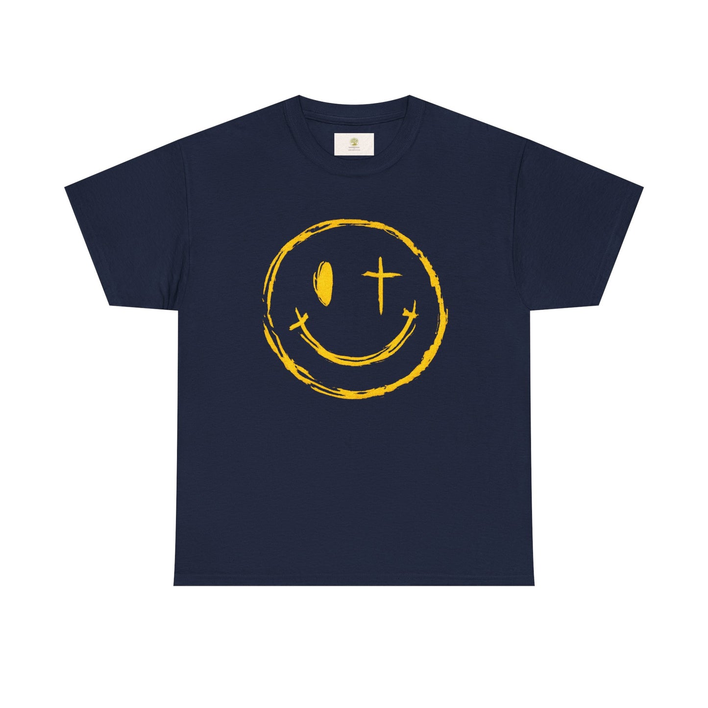 Christian T-Shirt — Yellow ‘Jesus Saves’ Halo Smiley Tee