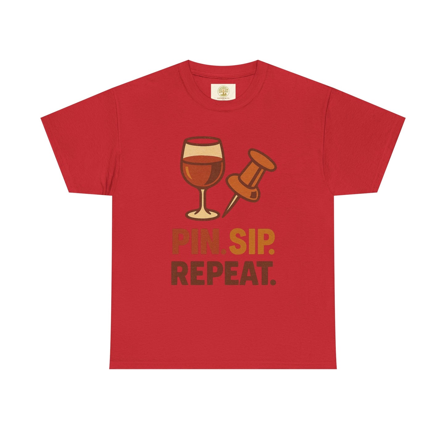 Wine Lover T‑Shirt — "Pin. Sip. Repeat." Wine Graphic Tee