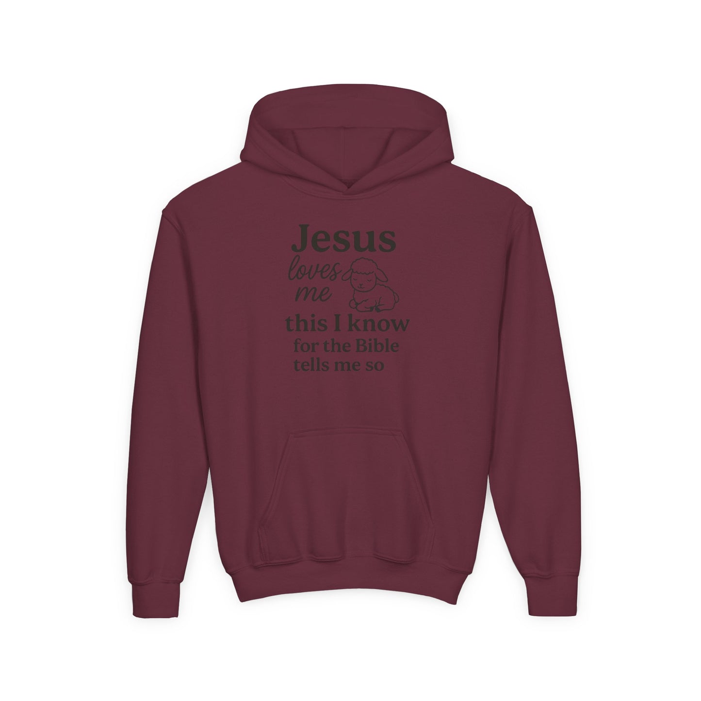 Jesus Loves Me Youth Hoodie - Faith Inspired Sweatshirt for Kids, Christian Gift, Religious Apparel, Cute Hoodie, Bible Verse Clothing