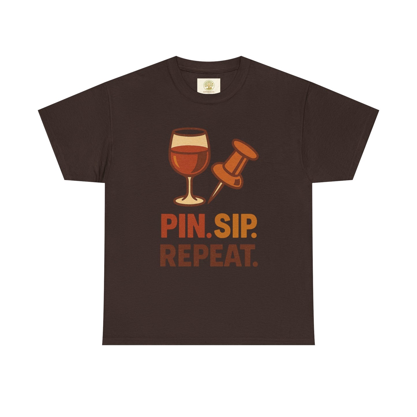 Wine Lover T‑Shirt — "Pin. Sip. Repeat." Wine Graphic Tee