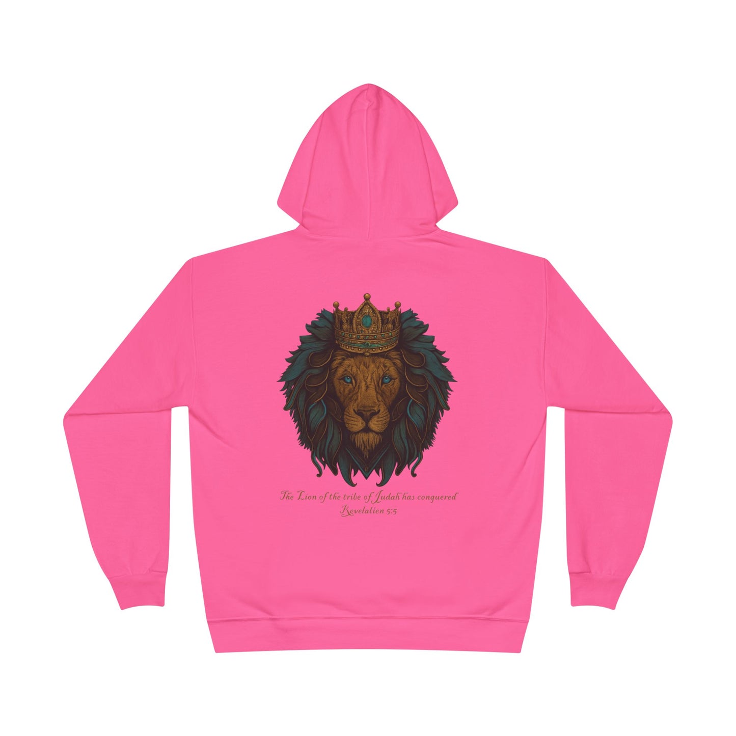 Lion of Judah Christian Hooded Sweatshirt – Unisex Faith Hoodie with Cross & Revelation 5:5 Design