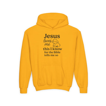 Jesus Loves Me Youth Hoodie - Faith Inspired Sweatshirt for Kids, Christian Gift, Religious Apparel, Cute Hoodie, Bible Verse Clothing