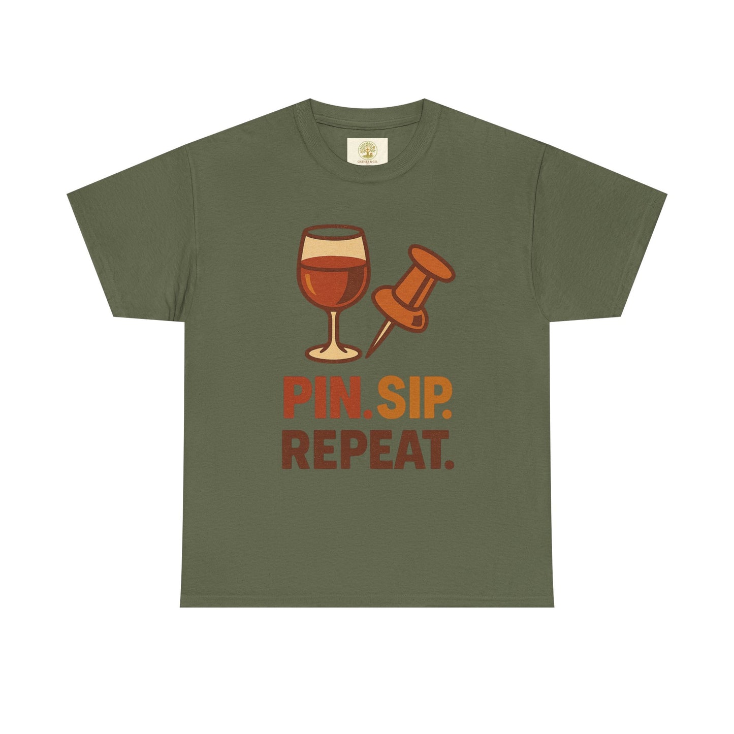 Wine Lover T‑Shirt — "Pin. Sip. Repeat." Wine Graphic Tee