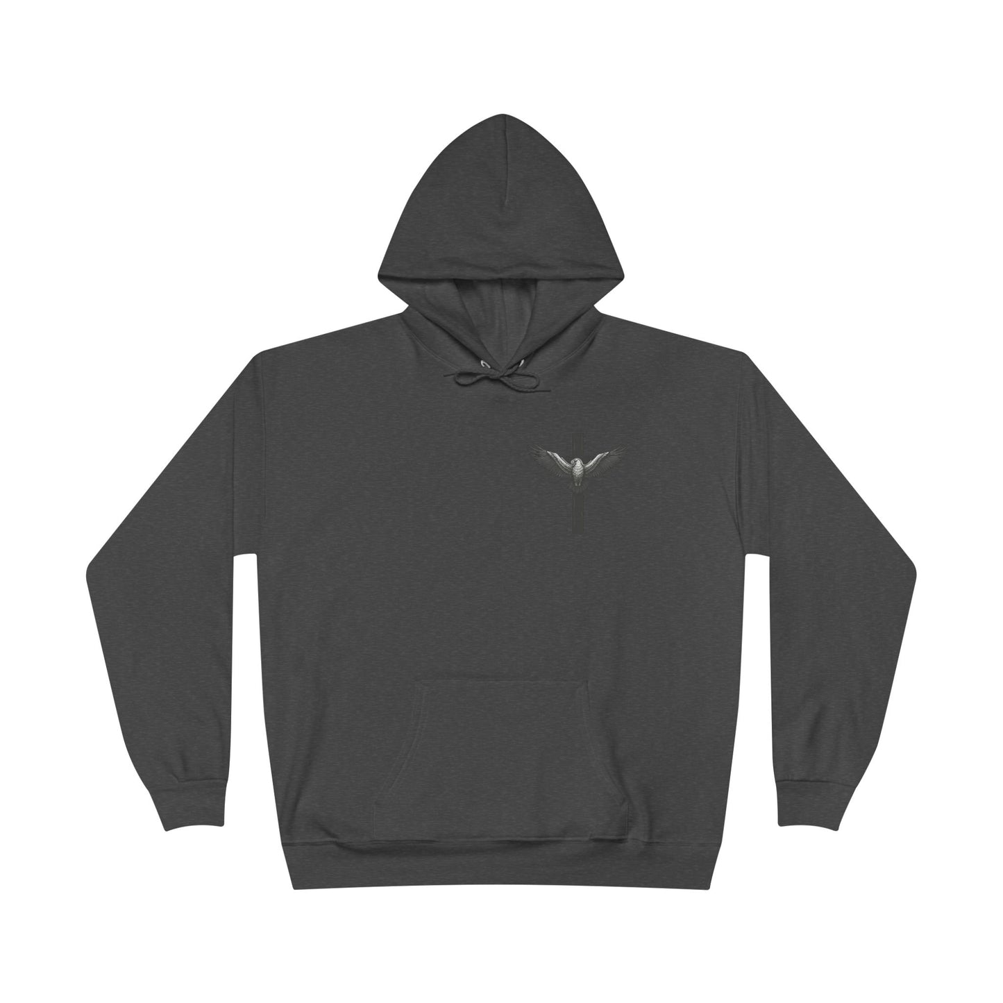 Men’s Christian Hoodie – Under His Wings Psalm 91:4 Faith Pullover with Cross & Eagle Back Design