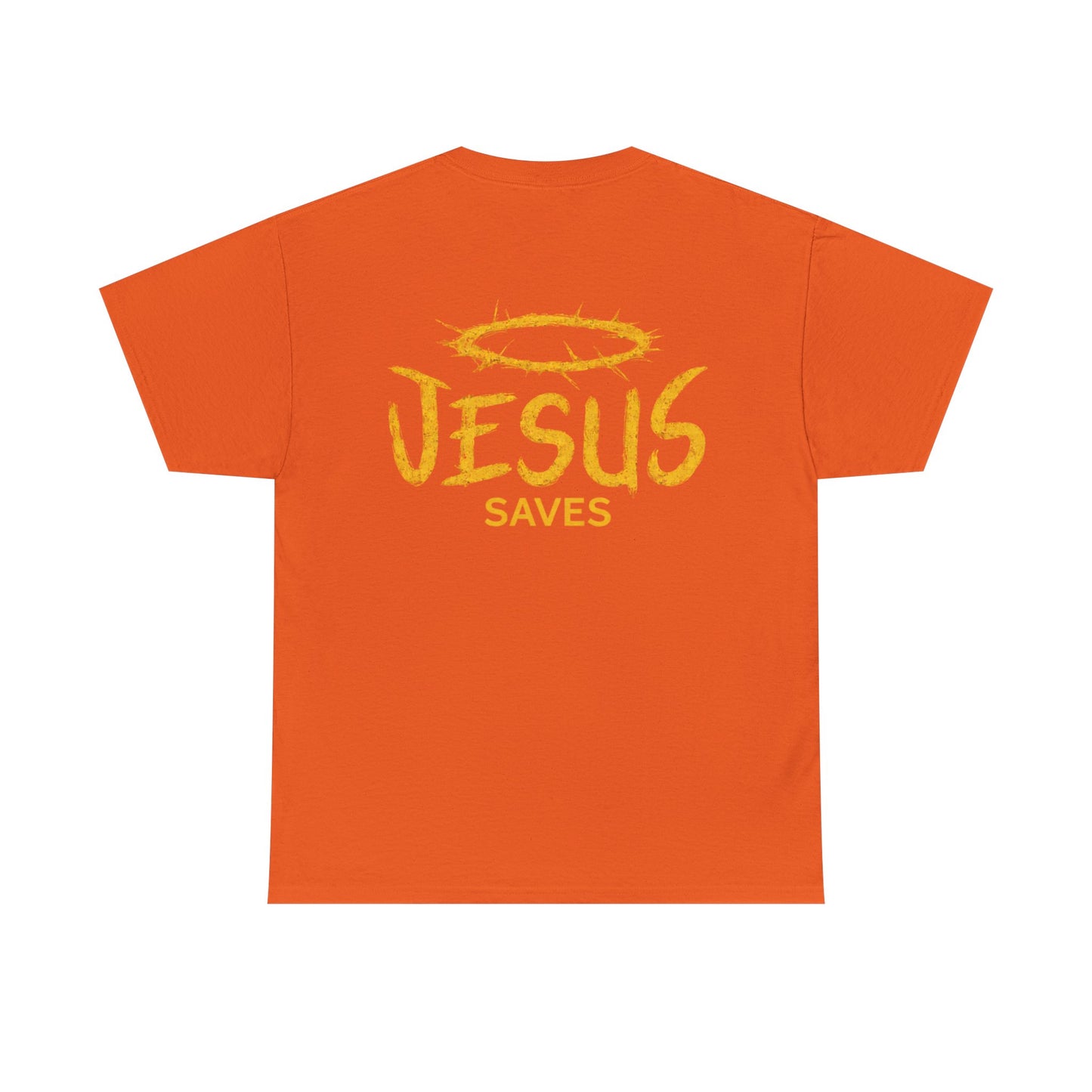 Christian T-Shirt — Yellow ‘Jesus Saves’ Halo Smiley Tee