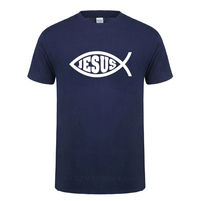 Jesus Fish Faith Tee - Inspirational Christian Graphic Tee Shirt