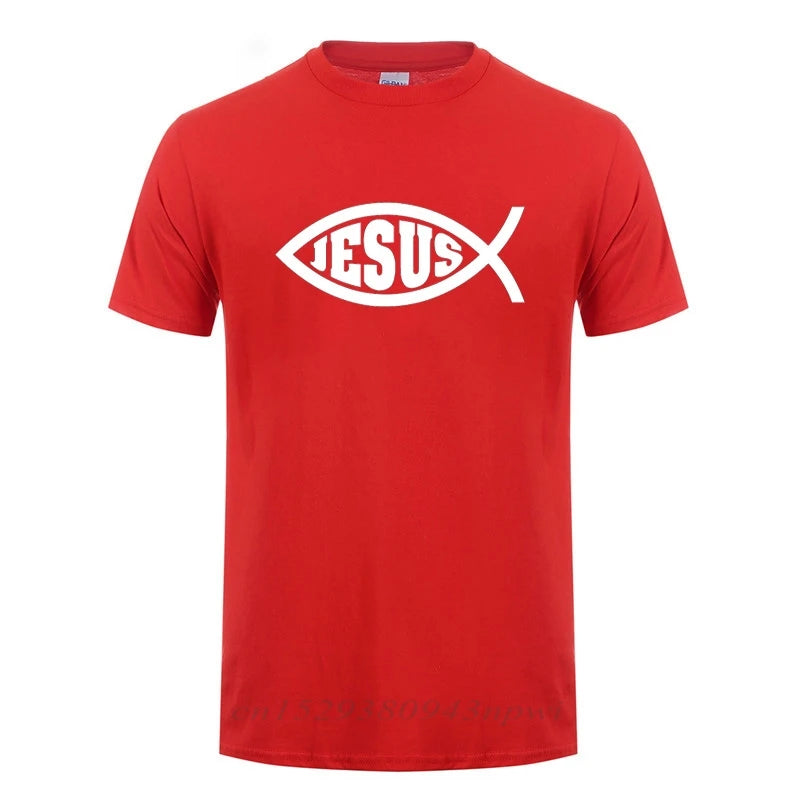 Jesus Fish Faith Tee - Inspirational Christian Graphic Tee Shirt