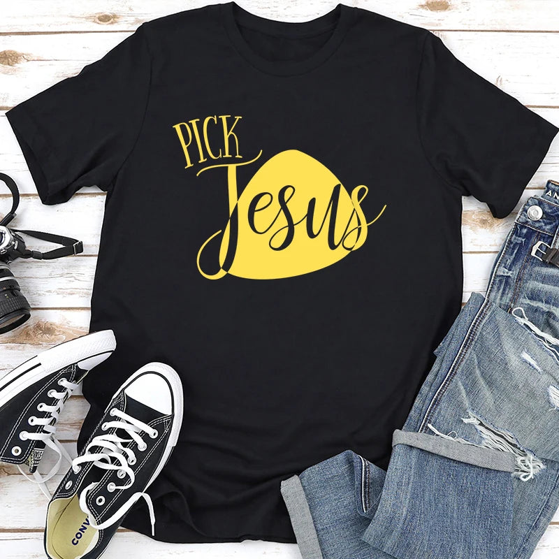 Cross Print Tee - Bold Christian Graphic Shirt For Women
