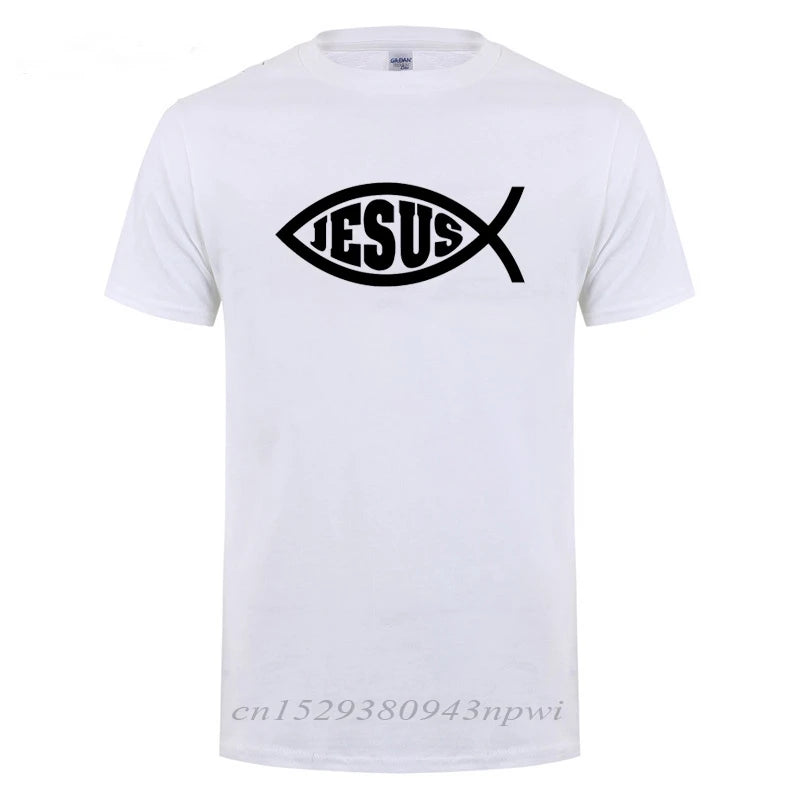Jesus Fish Faith Tee - Inspirational Christian Graphic Tee Shirt