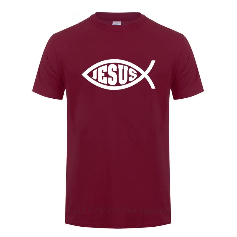 Jesus Fish Faith Tee - Inspirational Christian Graphic Tee Shirt