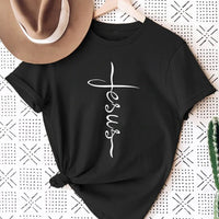Cross Print Tee - Bold Christian Graphic Shirt For Women