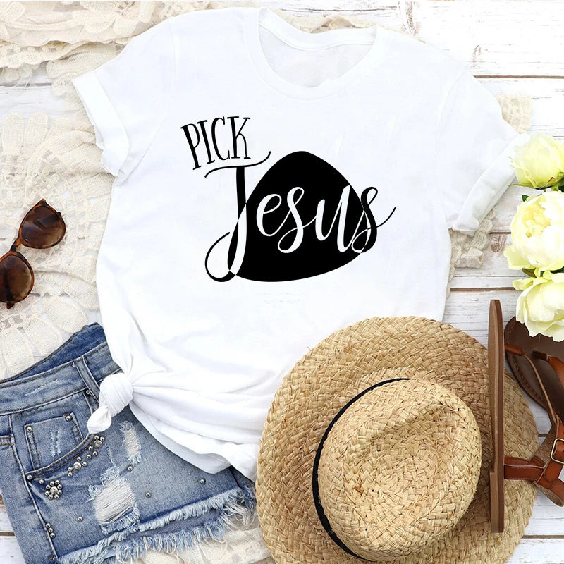 Cross Print Tee - Bold Christian Graphic Shirt For Women