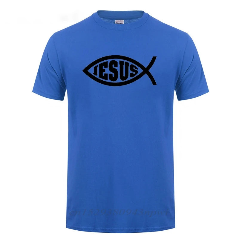 Jesus Fish Faith Tee - Inspirational Christian Graphic Tee Shirt