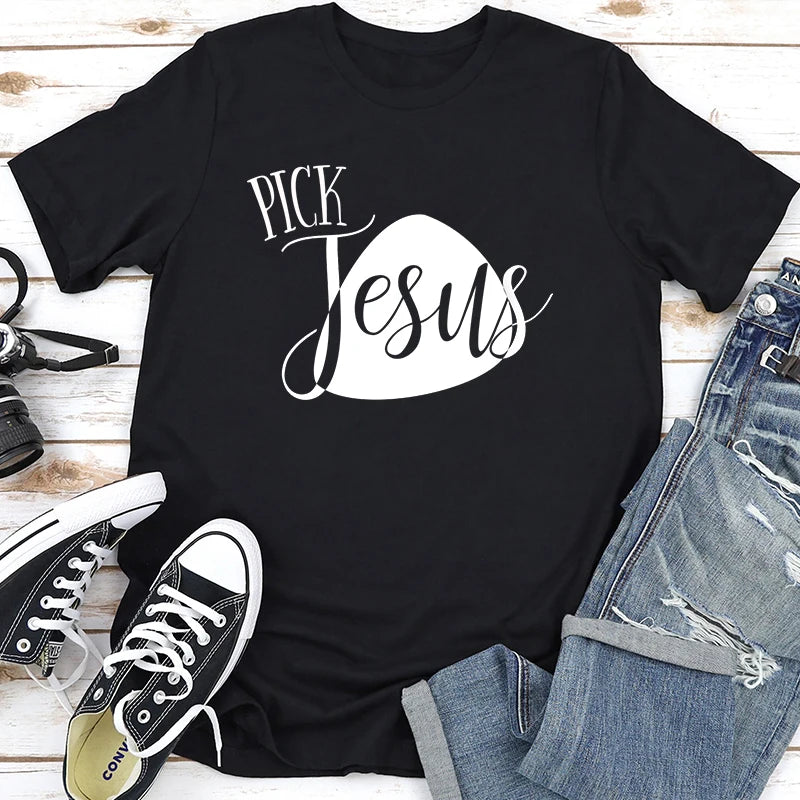 Cross Print Tee - Bold Christian Graphic Shirt For Women