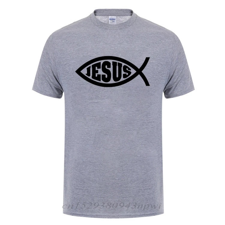 Jesus Fish Faith Tee - Inspirational Christian Graphic Tee Shirt