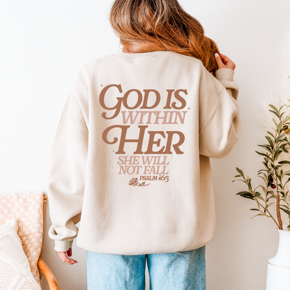 God Is Within Her Crewneck | Psalm 46:5 Sweatshirt | Faith-Based Christian Apparel