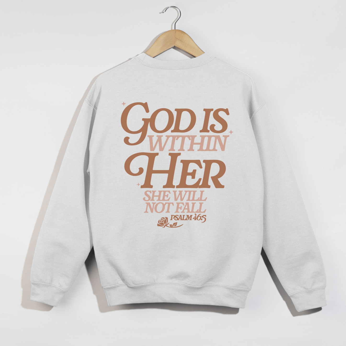 God Is Within Her Crewneck | Psalm 46:5 Sweatshirt | Faith-Based Christian Apparel