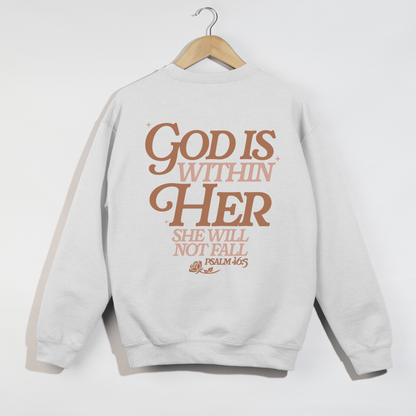 God Is Within Her Crewneck | Psalm 46:5 Sweatshirt | Faith-Based Christian Apparel