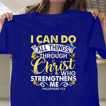 I Can Do All Things Through Christ” Christian Women’s Tee – Short Sleeve, Casual Fit