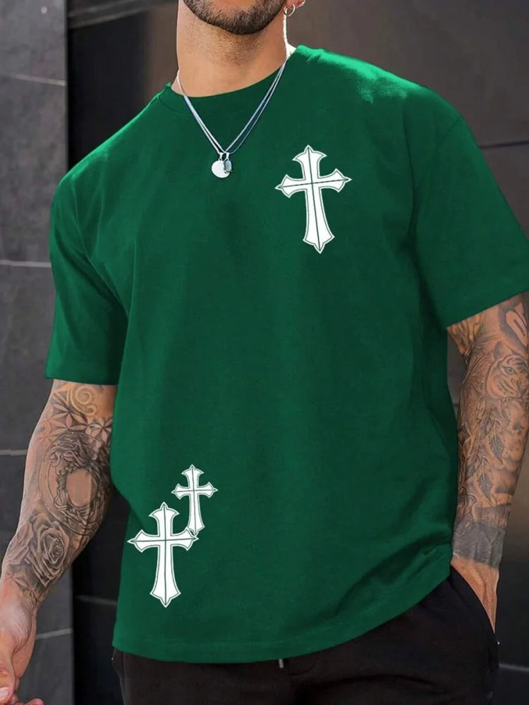 “3D Cross Print Men’s T-Shirt | Christian Streetwear Faith Tee | Gather & Co. LLC”