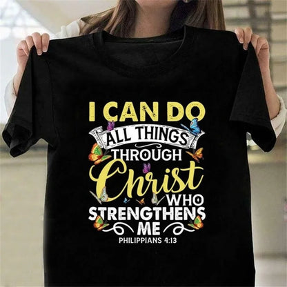 I Can Do All Things Through Christ” Christian Women’s Tee – Short Sleeve, Casual Fit
